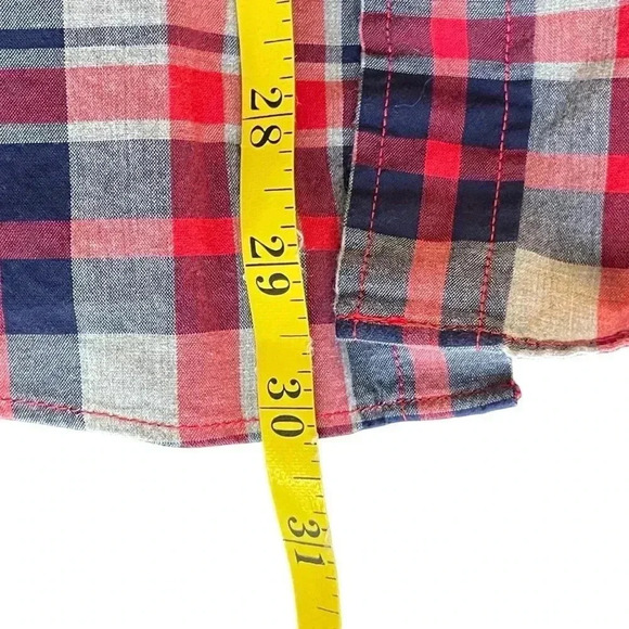 Tailored J Crew Men’s Quality Woven Shirt L Plaid Red Blue USA Patriotic Office - Picture 8 of 8